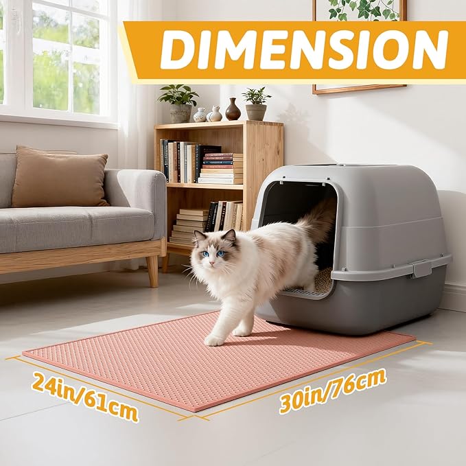 Pieviev Cat Litter Mat Double Layer Waterproof Urine Proof Trapping Mat 1 Pack (Red, 30x24 Inch (Pack of 1))