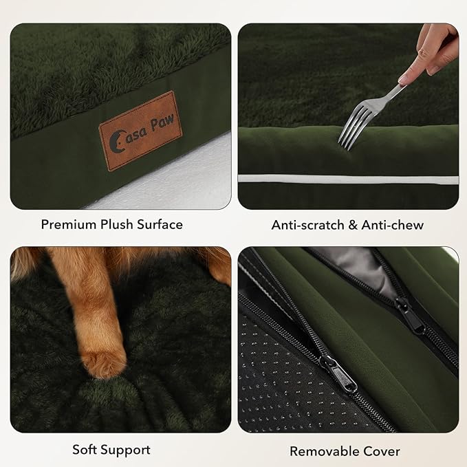 Orthopedic XXL Dog Beds, Waterproof Egg Crate Foam Big Pet Bed for All Breed Sized Dogs 53x42Inch, Washable Extra Large Dog Couch Bed with Removable Cover and Non-Slip Bottom, Olive Green