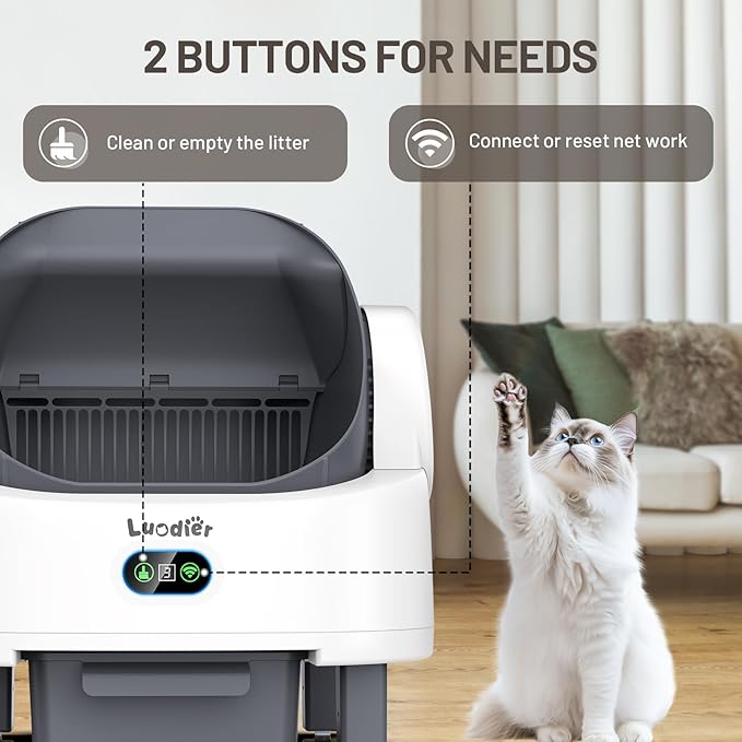 Self Cleaning Litter Box, Open-Top Large Automatic Cat Litter Box for Multiple Cats with Multiple Safety Sensor,APP Control, Odor-Free, Includes 1 Trash Bags 1 Litter Mat