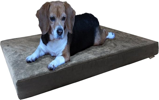 Dogbed4less Orthopedic Gel Infused Memory Foam Dog Bed with Washable Suede Gray Cover and Waterproof Internal Liner, Medium Large