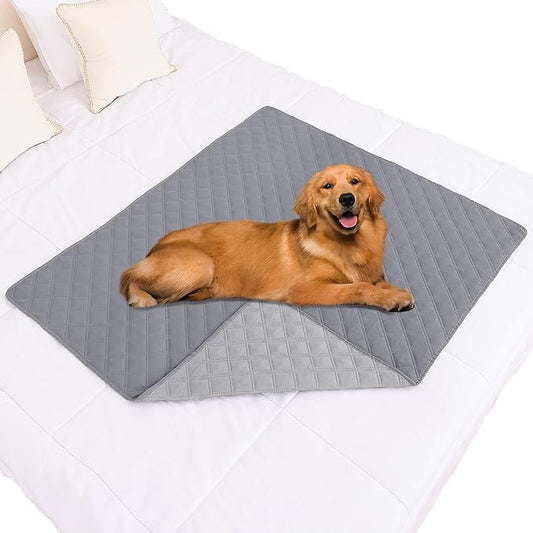 Smiry Waterproof Dog Bed Cover Pet Blanket, Soft Washable Dog Blanket for Furniture Bed Couch Sofa Reversible, Checkered (40"x50", Grey/Light Grey)