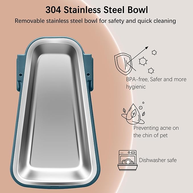 Automatic Dog and Cat Food Feeder and Water Dispenser Set with Stainless Steel Bowls,Gravity Pet Food and Water Feeders,100% BPA-Free,Large Capacity for Cats Dogs Pets