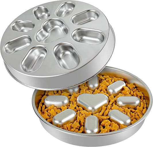 Slow Feeder Dog Bowls with Non-Slip Mat, Stainless Steel Metal Slow Feeder for Small & Medium Dogs, 2 Cups Pet Bowl for Fast Eaters, Slows Down Eating, Dishwasher Safe, Anti-Gulping Dog Bowl