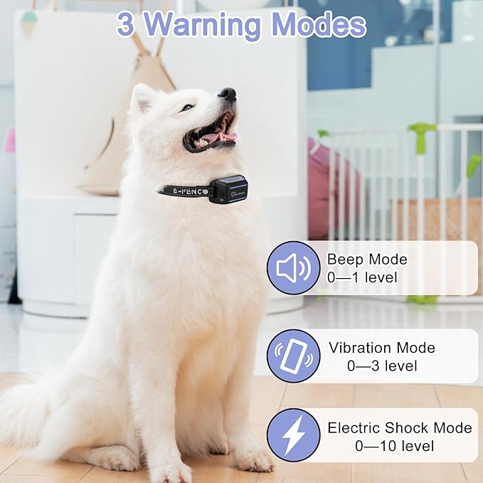 E-FENCE GPS Wireless Dog Collar Fence System, Electric Dog Collar Fence,Pet Containment System Rechargeable, Outdoor Use Only(2 Pack)