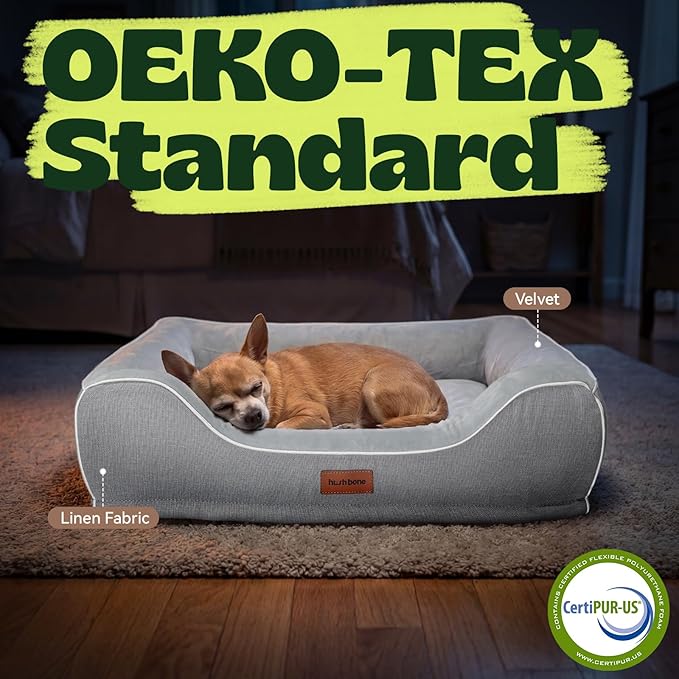 Orthopedic Small Dog Bed Washable for Small Size Dogs,Cooling Gel Memory Foam Sofa Bed with Removable Waterproof Cover & Sides,for Old Pets or Cat with Joint Pain,24"x18"x6"Grey