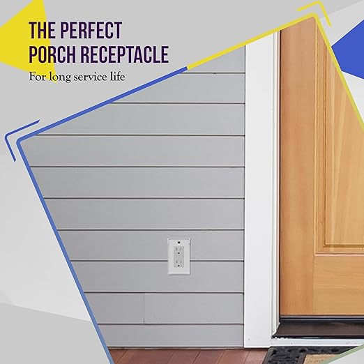 ENERLITES Decorator Receptacle, Tamper-Weather-Resistant, Gloss Finish, Residential Grade Outdoor Outlet, 15A 125V, Self-Grounding, 2-Pole, 3-Wire, 5-15R, UL Listed, 61501-TWR-W, White