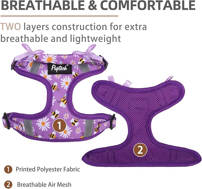 PUPTECK Dog Harness and Leash Set Small Sized, Step in No Pull Adjustable Puppy Cat Harness Reflective Pet Vest
