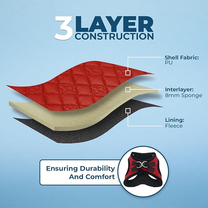 Best Pet Supplies - All Weather Mesh/Plush, Reflective, No Pull Harness for Small, Medium Dogs, Cats - Secure with Hook & Loop Fastener, Buckle, Double D-Rings - Red Plush, XS