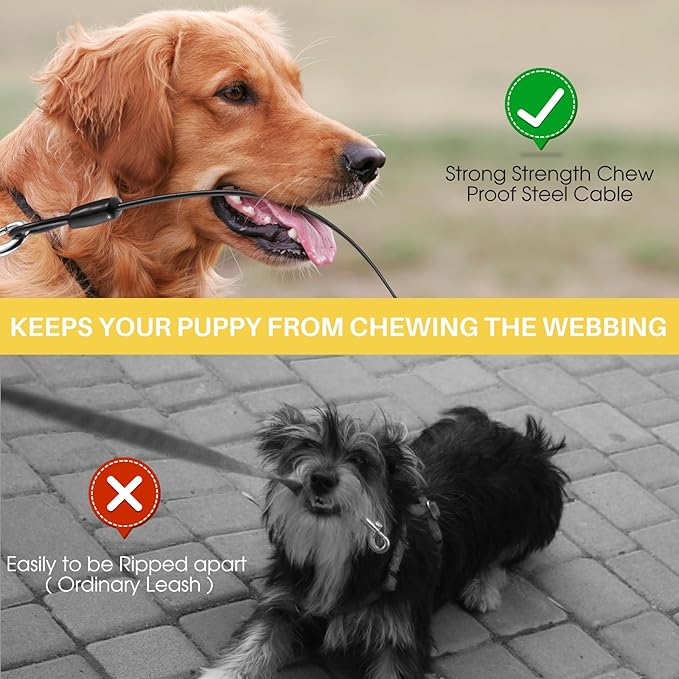 Upgraded Retractable Dog Leash with Chew Proof Cable and Poop Bag Dispenser, 16Ft Heavy Duty Dog Leash for Small Medium Large Dogs up to 120lbs, 360° No Tangle (Yellow)