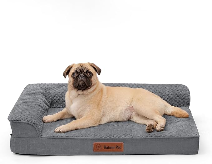 Orthopedic Dog Bed for Small and Medium Dogs, Memory Foam Pet Bed with Washable Removable Cover, Nonskid Bottom, Waterproof, for Indoor, Outdoor, Crate ＆ Car Use, 30x20x6 Inches, Dark Grey