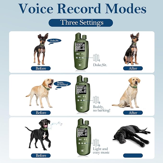 Dog Shock Collar for 2 Dogs, 4500FT Dog Training Collar Rechargeable Electric Collar with Recording & Calling & Vibration & Shock for All Breeds (Green)