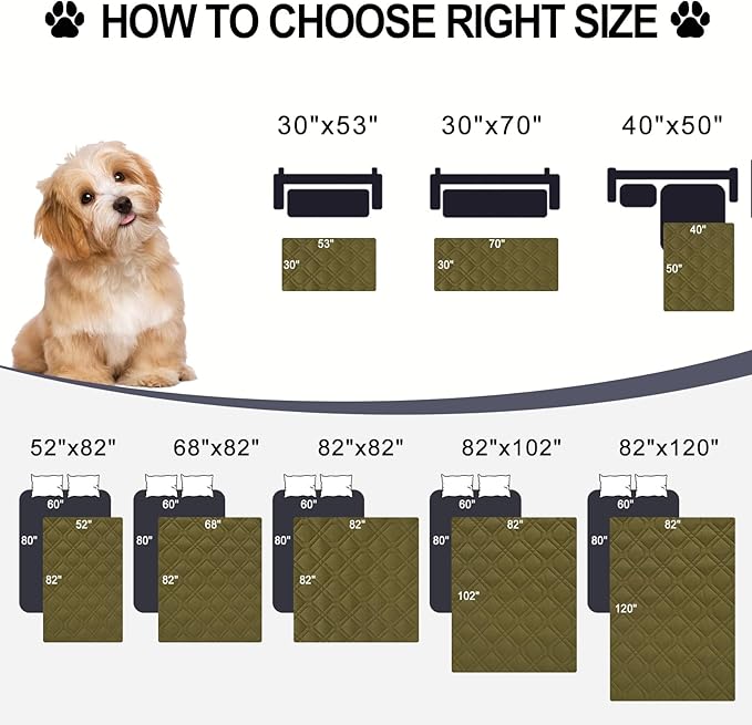 Smiry Waterproof Dog Blanket, 52x82 Inch Soft Pet Bed Cover Reversible, Washable Sofa Couch Furniture Protector for Small Medium Large Dog Puppy Cat, Geometric, Green/Navy