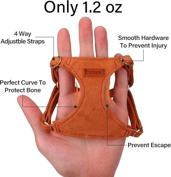 CHEDE No Pull Puppy Harness and Multifunction Dog Leash Set- 8 Colors Soft Adjustable No Choke Escape Proof Cute,Lightweight Pet Vest Harness for Small and Medium Dog (XS, Khaki)