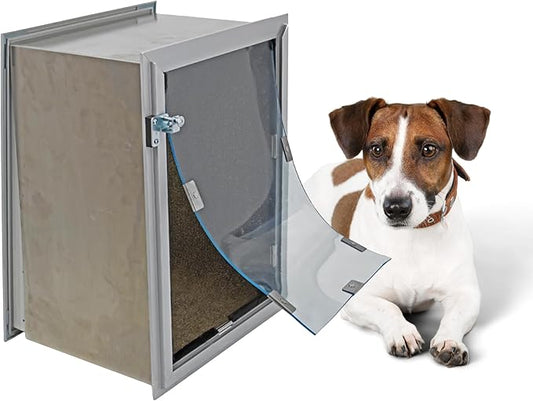 Elbert Mountain Pet Door - Wall Model | Cat & Dog Door | Adjustable Tunnel Fits Up to 10" Walls | Energy-Efficient Single Vinyl Flaps | Locking Security Cover | Durable Aluminum Frame