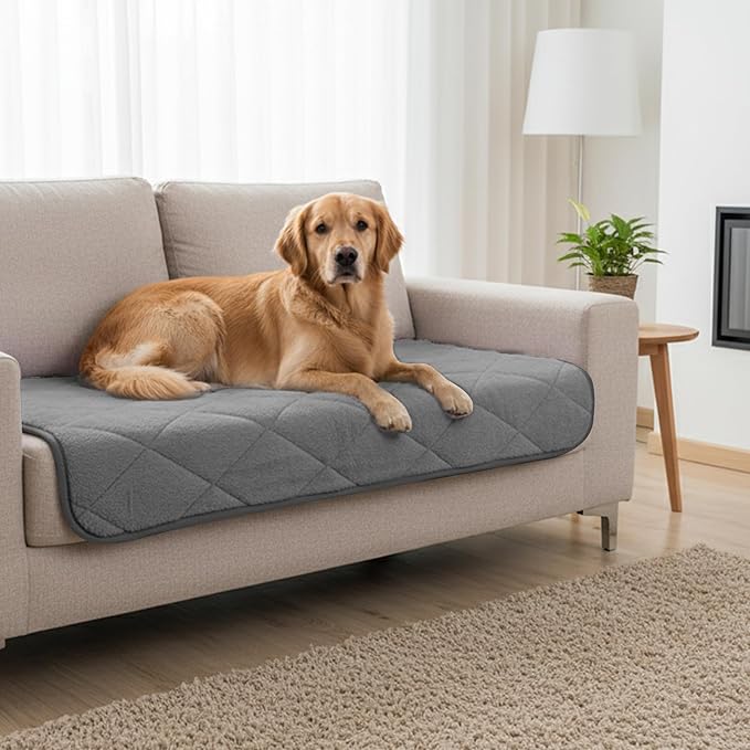 NWK Fluffy Self Warming Cat Mat, Cat Blanket, Thermal Dog Mat, Washable, Non-Slip Bottom for Sofa & Crate & Kennel & Car Seat (Misty Gray, X-Large (45'' X 28'' X 0.4''))