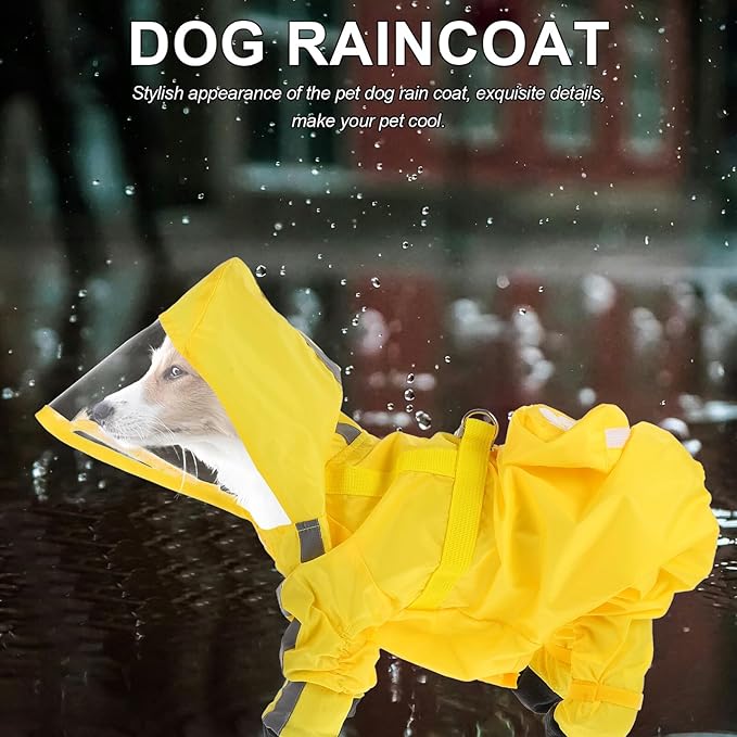 Dog Poncho Raincoat for Small Dogs Full Foot Coverage Rain Jacket with Reflective Safety Design Lightweight and Puppy Clothes for Outdoor Walking and Jogging