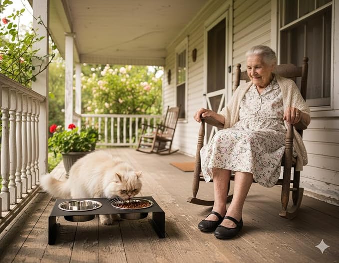 Elevated Dog Bowls for Food and Water with 2 Stainless Steel Bowls - Pet Feeder Stand, Raised Bowl Stand for Dogs and Cats - Dog Food and Water Bowl Set by Calaox