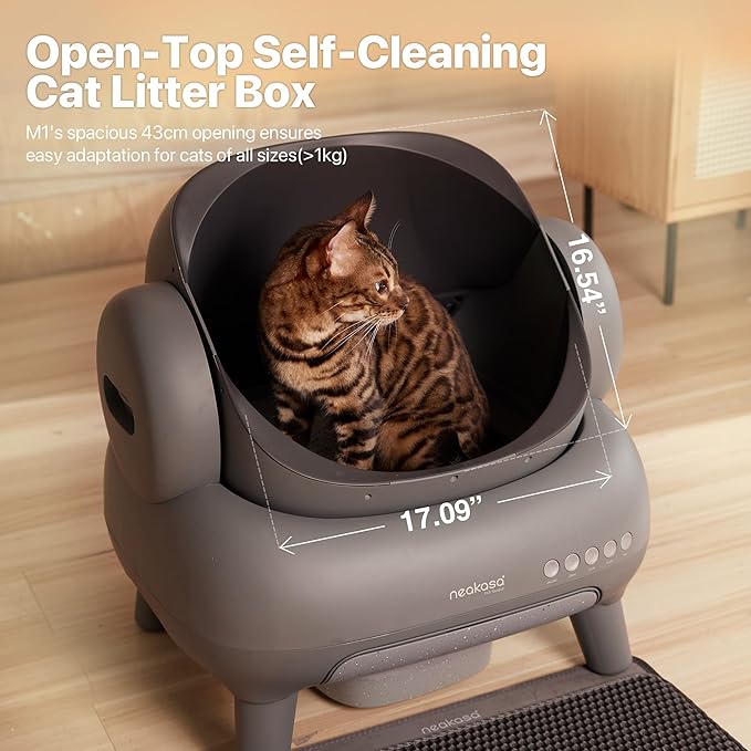 Neakasa M1 Plus Bundle Open-Top Self-Cleaning Cat Litter Box with APP Control, Includes 4 Rolls (60pcs) Refill Waste Bags, 2 Extra Rolls Added (Plus Version)