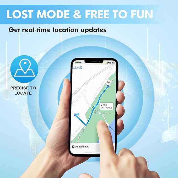 GPS Tracker for Dogs&Cats, 2 in 1 Pet Tracking Smart Collar (Only iOS), No Monthly Fee GPS Tracker Dog Collar, Real-time Location Comfortable PU Tracker for Small, Medium Large Dogs(Locator Included)