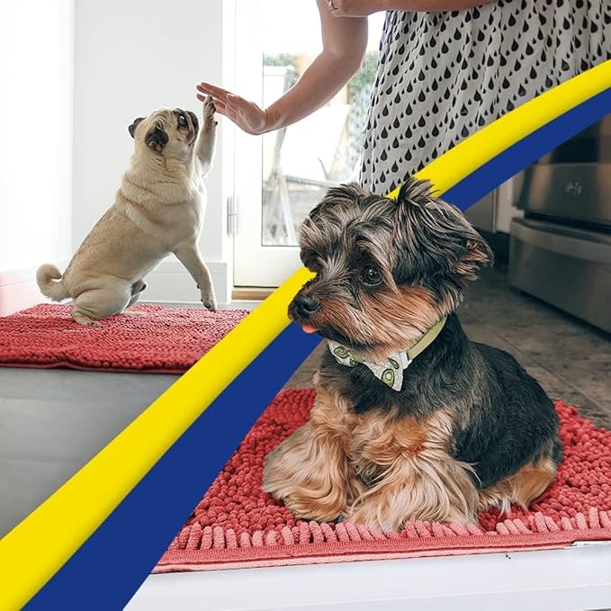 Muddy Mat® Shown on TV – Super Absorbent Door Mat Indoor, Microfiber Quick Dry Chenille Entryway Rug, Non-Slip Front Door Mat, Indoor Mats for Entryway, Machine Washable Pet Rug, Red 24"x36"