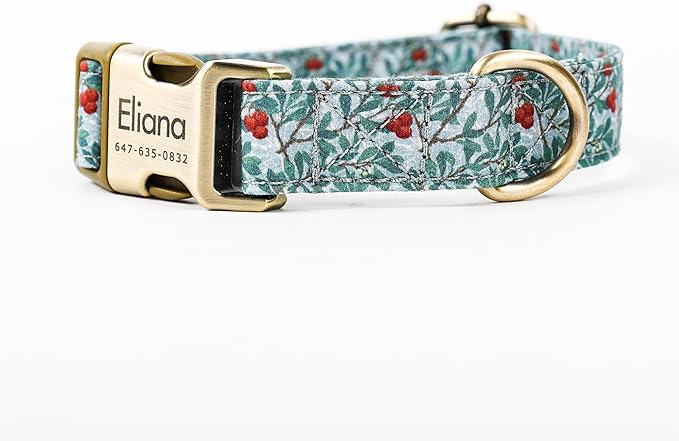 Personalized Dog Collar with Name and Phone Number Engraved,Adjustable Custom Puppy Collar,Organic Cotton Pet Collar for Small Medium Large Boy Girl Dogs