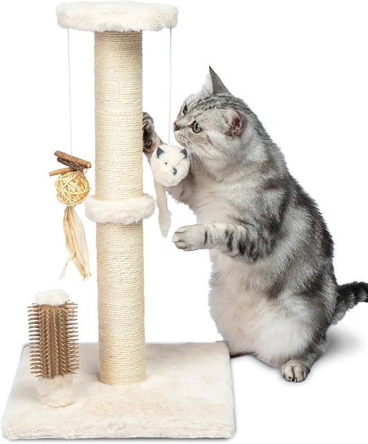 Best Pet Supplies Catify Cat Scratcher, Fun Interactive Scratchers, Posts, Poles, Claw Safe, Furniture Saver Indoor Play Support Natural Cat Behaviors Heavy Duty - Beige