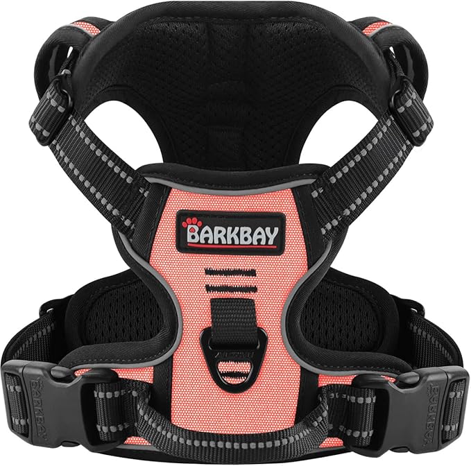 BARKBAY Dog Harness No Pull for Small Dogs - Adjustable, Reflective, Comfortable, No Choke, Heavy-Duty - Perfect for Outdoor Training, Walking, and Hiking - Strong & Durable - XS & Light Pink