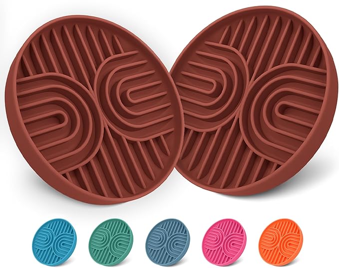 Slow Feeder Dog Bowls, Dishwasher Safe, Non-Slip Base, BPA-Free Slow Eating Dog Bowl (Mocha, 2-Pack)