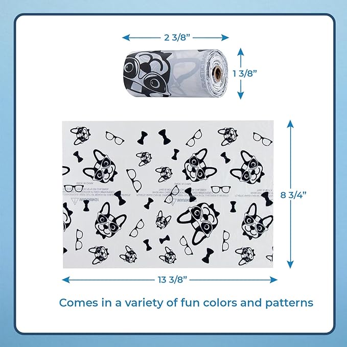 Best Pet Supplies Dog Poop Bags (150 Bags) for Waste Refuse Cleanup, Doggy Roll Replacements for Outdoor Puppy Walking and Travel, Leak Proof and Tear Resistant, Thick Plastic - White