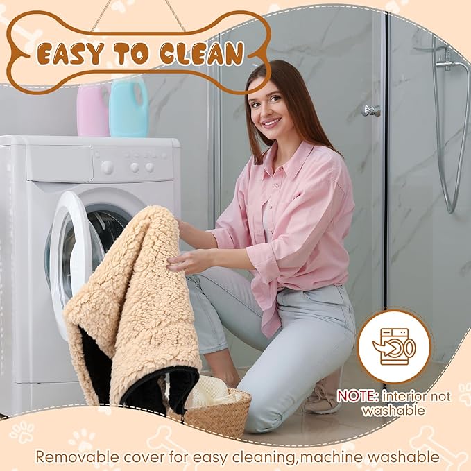 Novabright 3 Pack Self Warming Cat Bed 27x35 Inch Self Heating Dog Mat Reflects Body Heat Extra Warm Thermal Pet Pad Washable Cat Dog Bed for Outdoor Indoor Large Kittens Puppy(Black/Gray/Khaki)