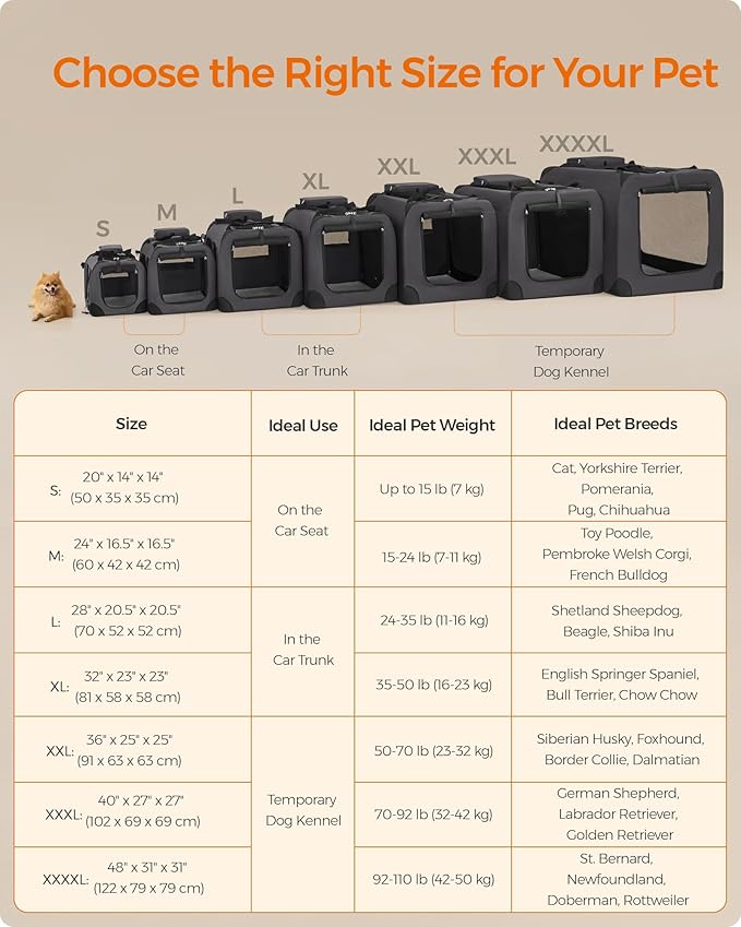 Feandrea 36 Inches Collapsible Soft Dog Crate, Portable Travel Dog Crate for Indoor and Outdoor Use, Dog Carrier Kennel with Safety Zippers, for Living Room, Car, Travelling, Camping, Gray UPDC90G01
