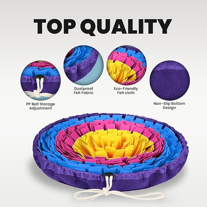 PET ARENA Snuffle Mat for Dogs - Adjustable Interactive Puzzle Toy for Large & Small Breed Slow Feeder for Mental Stimulation & Stress Relief Encourages Natural Foraging Ideal for Indoor & Outdoor Use