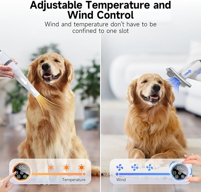 ELS PET Dog Grooming Vacuum & Dryer Kit, 15000Pa Pet Vacuum for Shedding, 2.5L Dust Cup for Dog Grooming Kit, 3 Suction Modes for Dogs and Cats