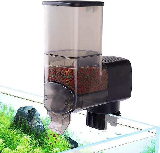 hygger Automatic Fish Feeder for Aquarium: Auto Fish Food Dispenser with Timer,quantitative and Fixed-Point Feeding System for Betta Turtle Small Tank - Aquarium Vacation Feeder with 3 AAA Batteries