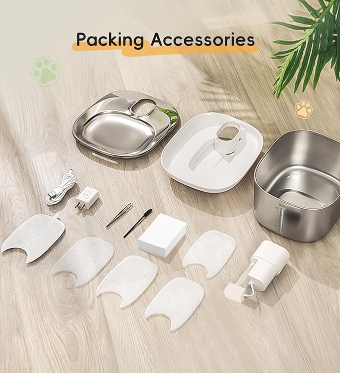 Cat Water Fountain Stainless Steel, 138fl.oz / 4.1L Wireless Cat Fountain, Pet Water Dispenser Cordless for Cats & Dogs Indoor