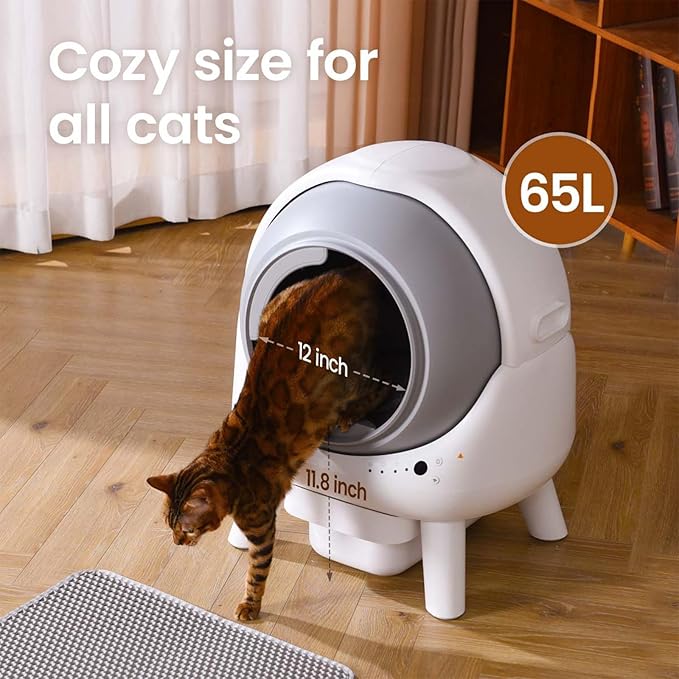 ELS PET Self Cleaning Litter Box - Orbitie Automatic Cat Litter Box Self Cleaning for Multiple Cats with App Control, Auto Kitty Litterbox with Safety Module, Including: Litter Mat, Waste Bags