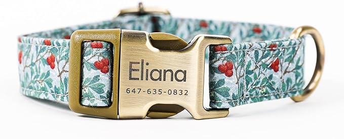 Personalized Dog Collar with Name and Phone Number Engraved,Adjustable Custom Puppy Collar,Organic Cotton Pet Collar for Small Medium Large Boy Girl Dogs