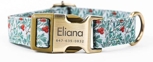 Personalized Dog Collar with Name and Phone Number Engraved,Adjustable Custom Puppy Collar,Organic Cotton Pet Collar for Small Medium Large Boy Girl Dogs