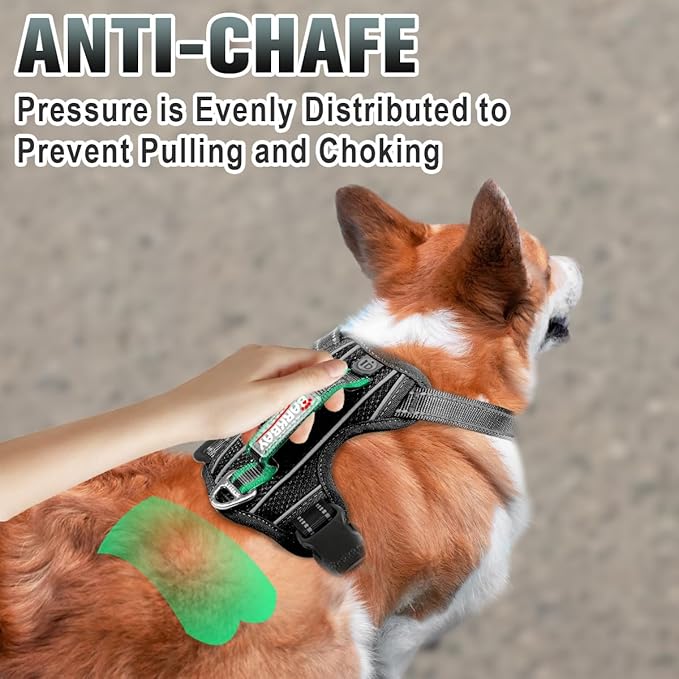 BARKBAY No Pull Dog Harness Large Reflective Dog Harness with Front Clip and Easy Control Handle for Walking Training Running with ID tag Pocket(Black,XS)