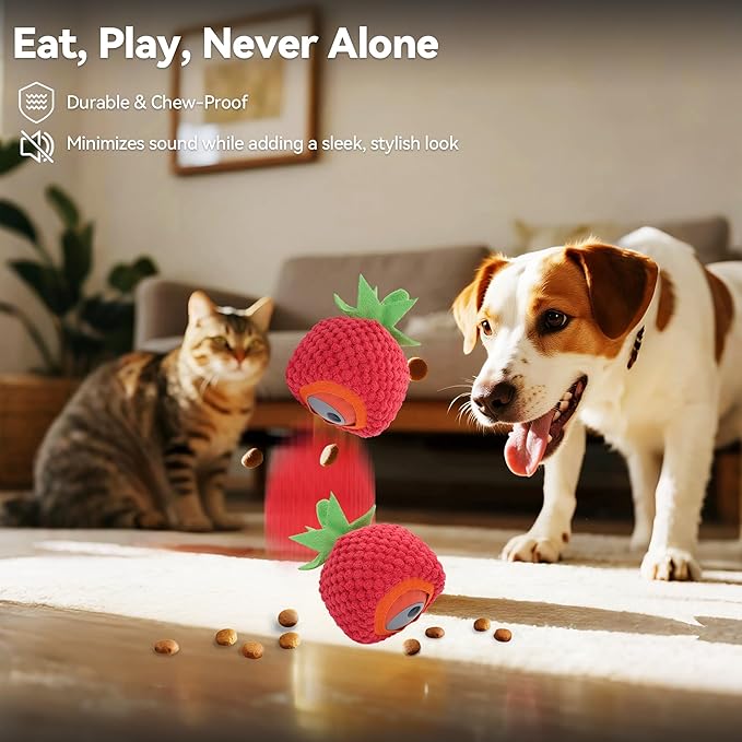 Interactive Dog Toys with Automatic Treat Dispenser, Fun Slow Feeder Interactive Toy for Dogs and Cats, Boosts Mental Stimulation, Reduces Anxiety, Durable Indoor Fun(Orange)