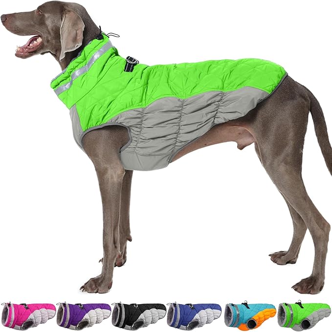 Warm Dog Coats For Large Dogs, Waterproof Dog Jacket With Harness, Zipper Clousure, Fleece Lining, Turtleneck, For Cold Weather Outdoor Walks, Pet Snowsuit For Beagle, Cocker Spaniel, Corgi- XL