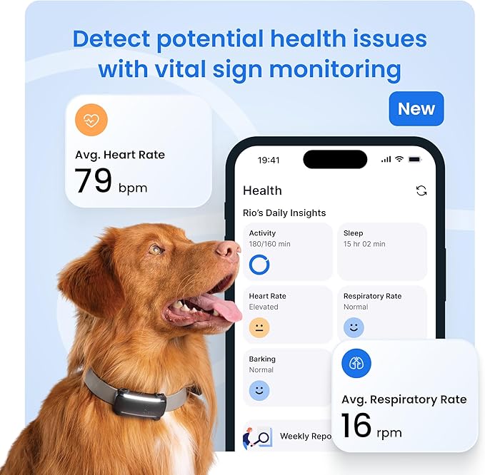 Tractive Smart Dog GPS Tracker | Live Pet Tracker with Virtual Fence | Vital Signs Monitoring of Heart & Respiratory Rate | Bark Monitoring | Dog Collar Attachment (Mint)