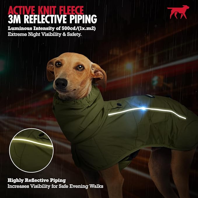 Tuff Pupper Waterproof Dog Raincoat | Full-Body Windproof Rain Jacket for Dogs | Reflective Strips | Breathable Mesh Lining | Adjustable Fit | Leash Port | Small Medium Large XL XXL Dogs (Olive, XS)