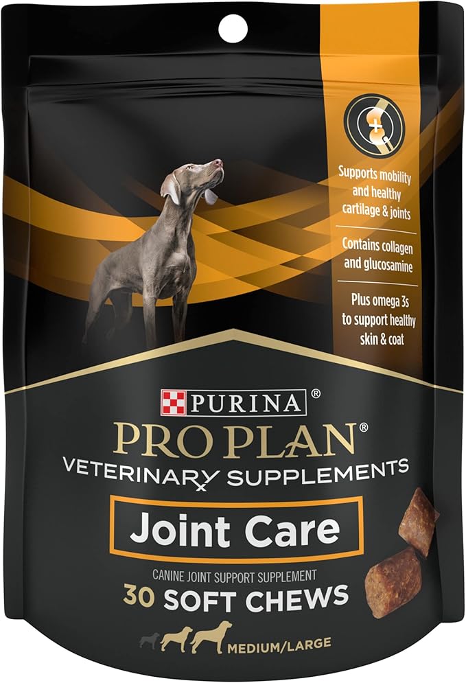 Purina Pro Plan Veterinary Large Breed Dog Joint Care Supplement with Glucosamine, Chondroitin, and Collagen to Support Hip and Joint Health – 30ct Pouch