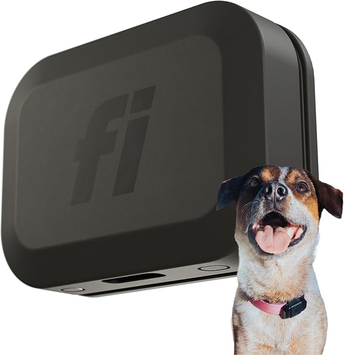 Fi Mini GPS Tracker for Dogs & Cats – Lightweight, Virtual Fences, Escape Alerts, Step & Health Tracking, Waterproof – 12-Month Membership Included
