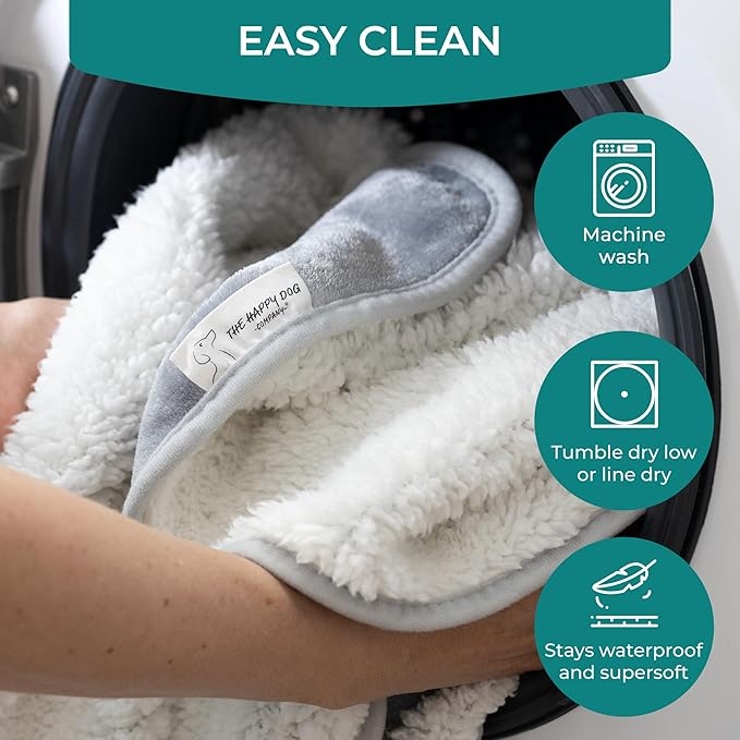 100% Waterproof Dog Blankets for Large Dogs – Soft Fleece, Washable Pet Throw for Couch, Car, Bed & Furniture Protection, Soft Fluffy Reversible Blanket, 40”x47”, Gray/White