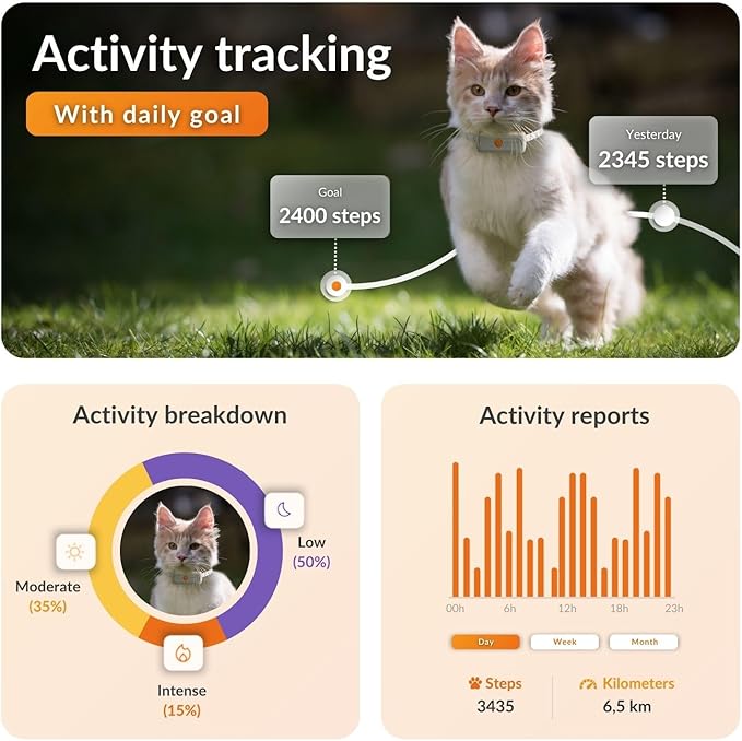 Weenect Cat XS - New GPS Tracker for Cats | Real-time Mini GPS Tracker for Cats | Smallest Model on The Market | Collar Included | Subscription Required