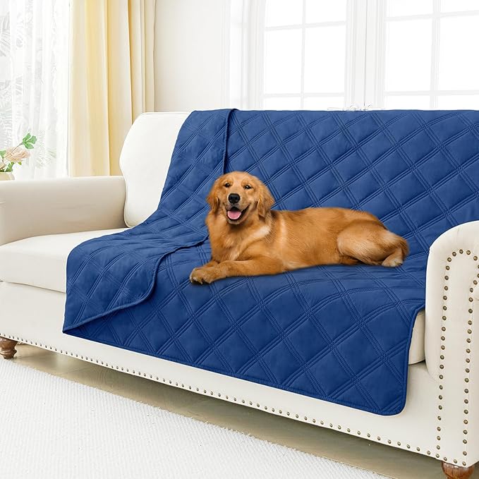Smiry Waterproof Dog Bed Cover Blanket 68x82, Soft Reversible Pet Blanket, Washable Leakproof Cats Dogs Couch Cover for Sofa, Couch, Furniture, Lattice, Navy/Navy