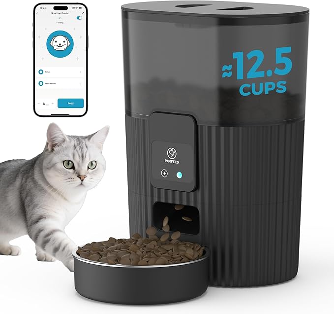 PAPIFEED Automatic Cat Feeder (Black-Blueteeth)