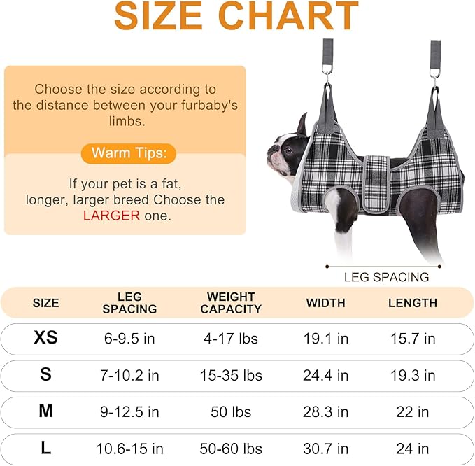 BEAUTYZOO Dog Grooming Hammock, Small Dog Sling for Nail Trimming, Dog Hanging Harness for Claw Care with Thick Fabric Neck Support Wide Strap Restraint Cat Grooming Hammock, Black S